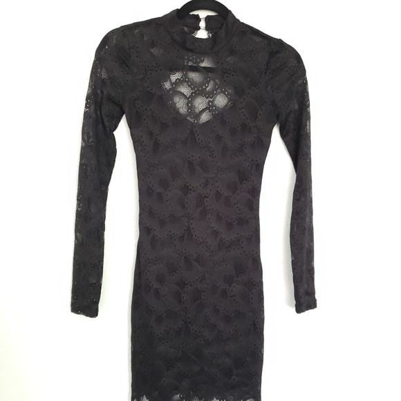 bebe Dresses & Skirts - bebe Lace mock neck body con dress